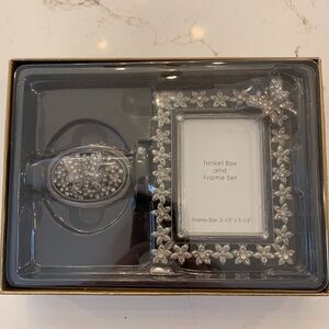 Mini Rhinestone Frame Butterfly Florals with/ Matching Trinket Box Set NEW